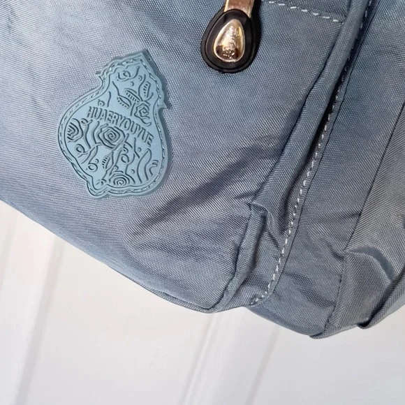 Multi Pockets Waterproof Nylon Shoulder Handbag Light Blue - Picture 5 of 5